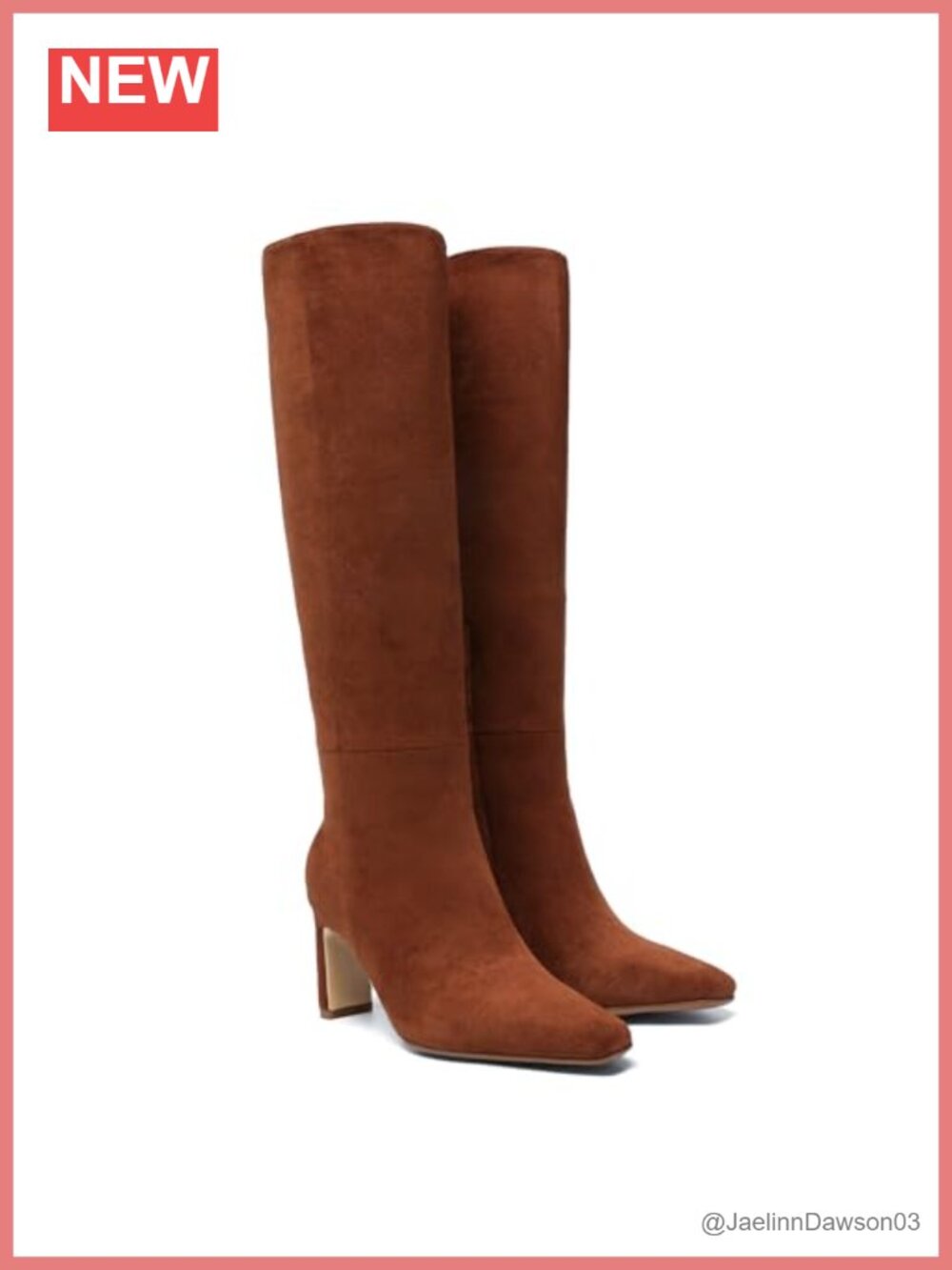 Knee High Square Toe Chunky Heeled Boots Women Wide Calf Slip On PU Leather